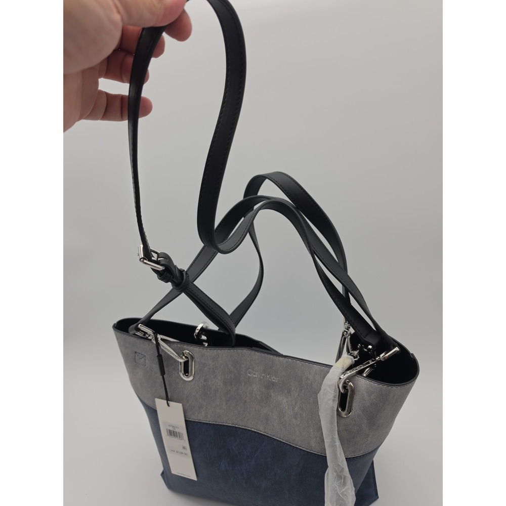 New Leather Calvin Klein purse Blue Gray Tote Purchased From Neiman Marcus. - Picture 11 of 15